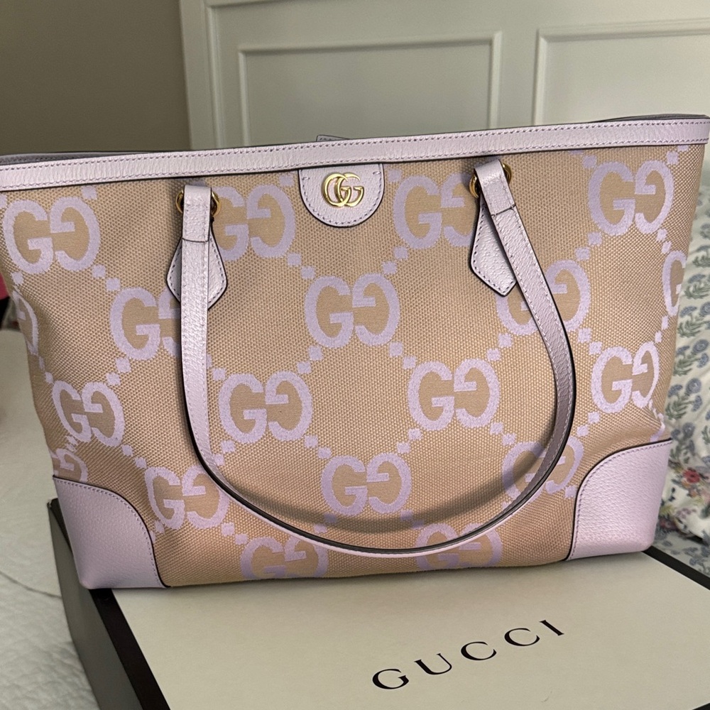 Gucci lavender and Tan GG Tote Bag